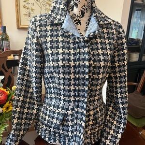 Perry Ellis Black and White Houndstooth Blazer
